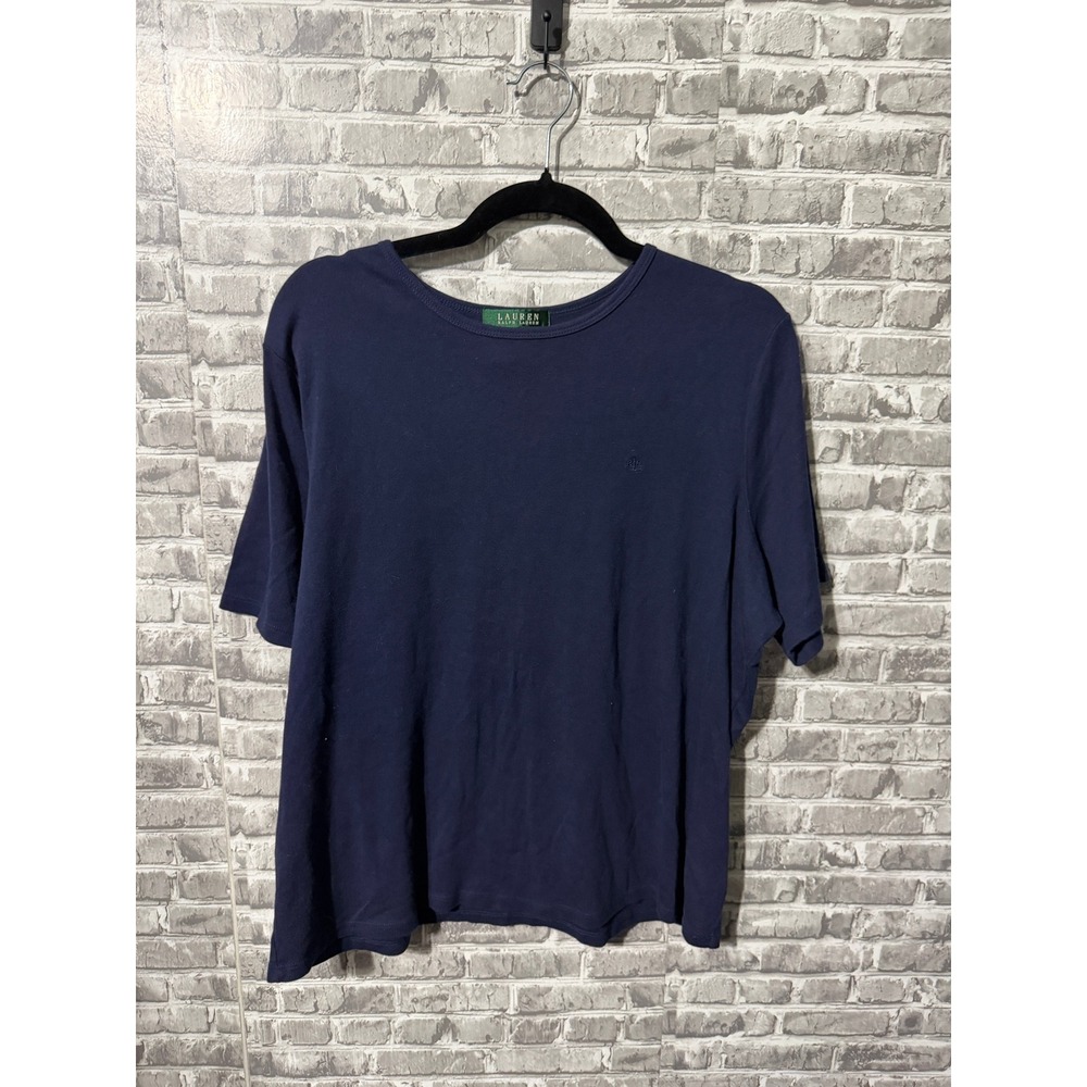 Lauren Ralph Lauren Navy Blue Cotton Short Sleeve Scoop Neck Tee Shirt 2X